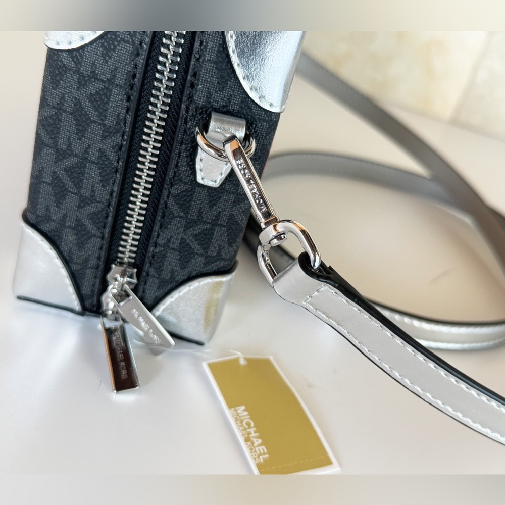 Michael Kors Jeanie Small Trunk Black and Silver Crossbody Bag - Picture 6 of 12